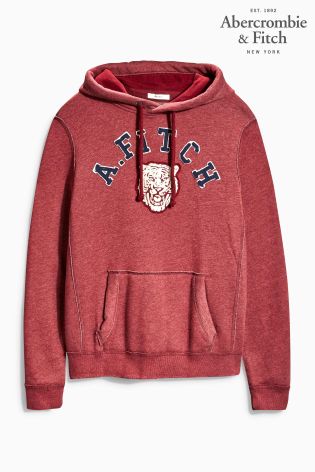 Burgundy Abercrombie & Fitch Tiger Logo Hoody